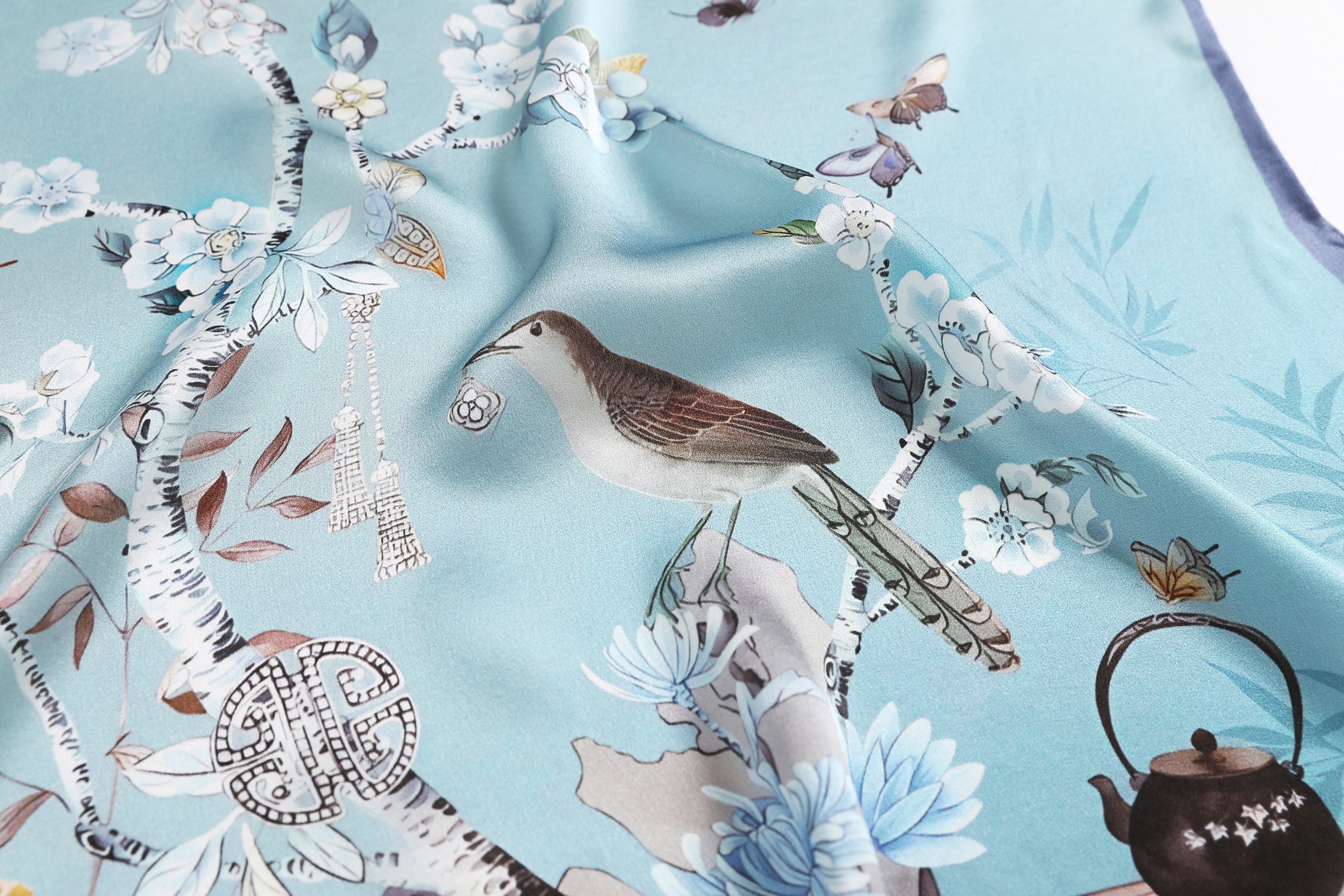 The 'Chinoiserie Garden' Silk Neckerchief