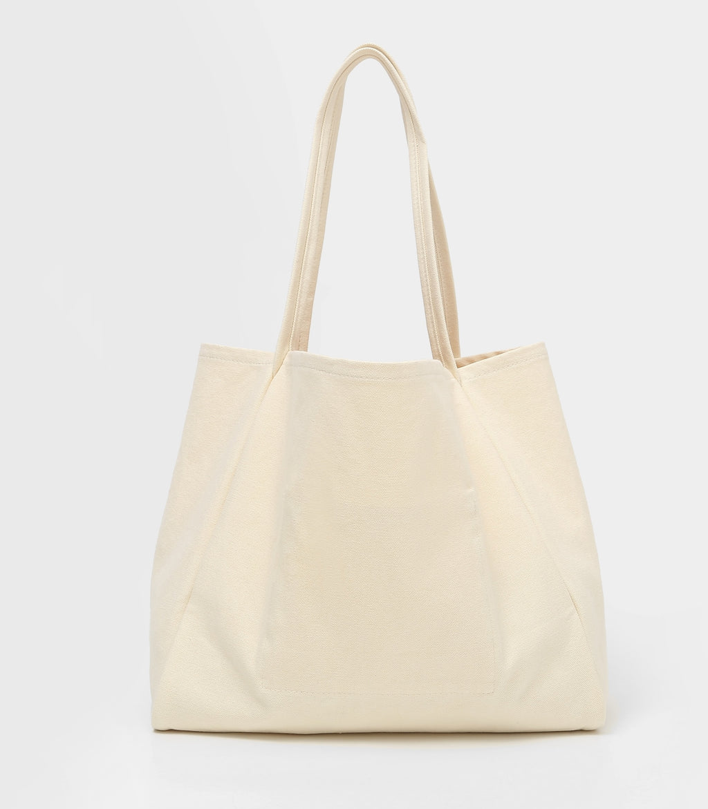 White background cream canvas tote product image