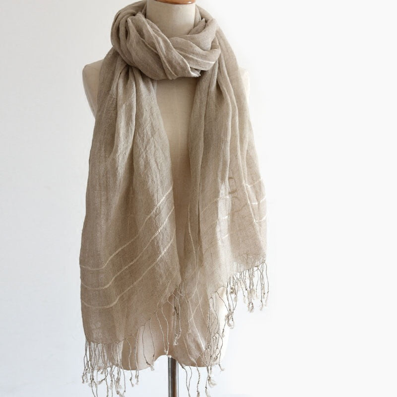 Jeelow Signature Linen Scarf - Stripes & Borders