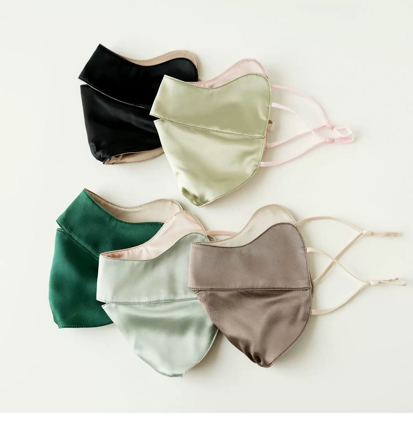 Jeelow 100% Mulberry Silk Face Cloth Mask Washable Reusable Breathable 22 Momme Double Layer Two Tone Adjustable Straps