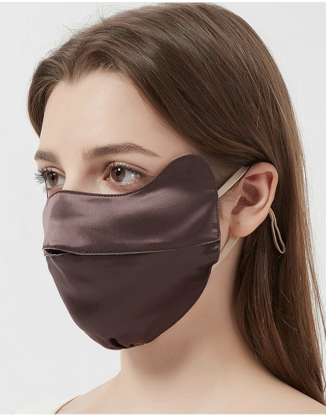 Jeelow 100% Mulberry Silk Face Cloth Mask Washable Reusable Breathable 22 Momme Double Layer Two Tone Adjustable Straps