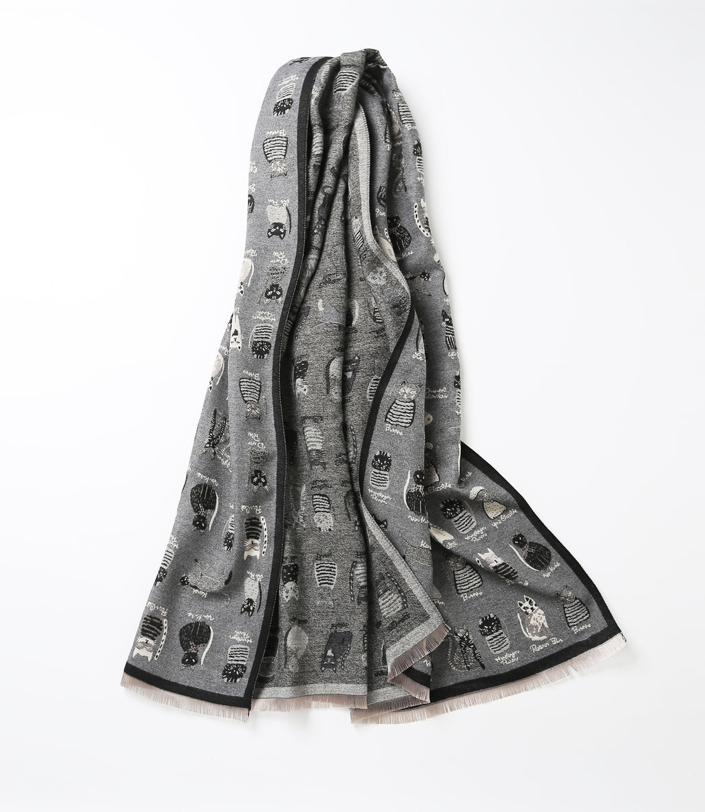 The Playful Doodle Cat Shawl