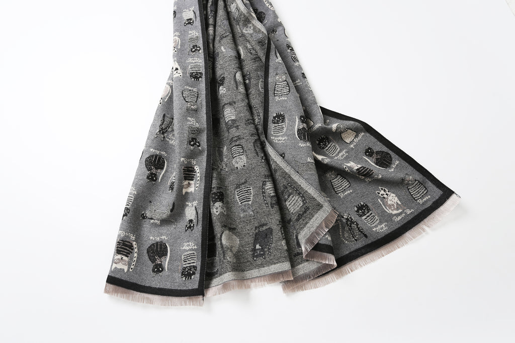 The Playful Doodle Cat Shawl