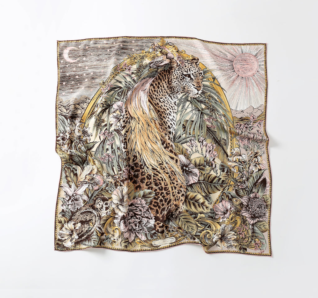 The Celestial Leopard Silk Scarf