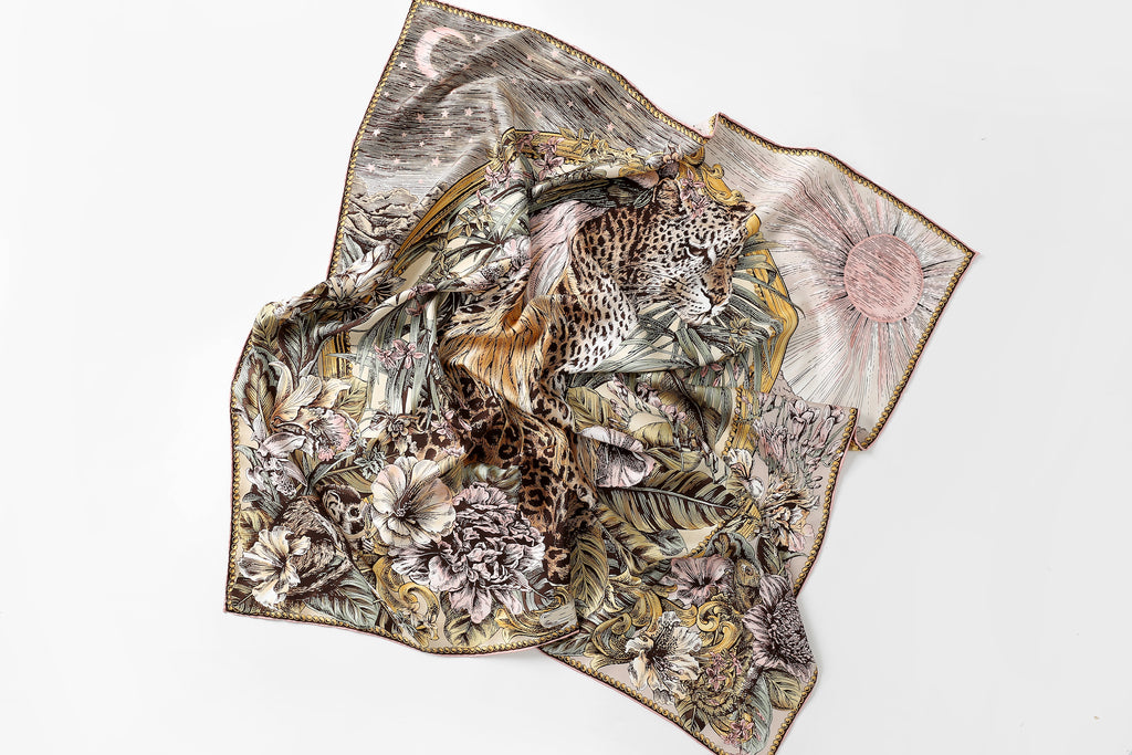 The Celestial Leopard Silk Scarf