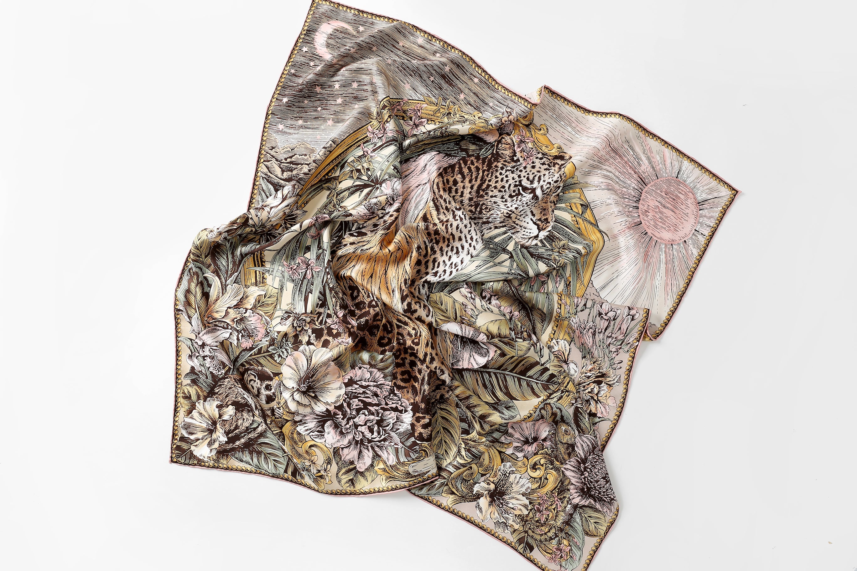 The Celestial Leopard Silk Scarf