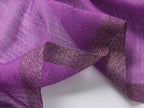 Deep purple Jeelow scarf shown with metallic woven border detail