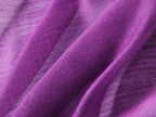 Long semi-sheer deep purple wrap with embroidered poppies — model view