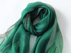 Jeelow poppy beaded scarf collection — black colorway laid flat
