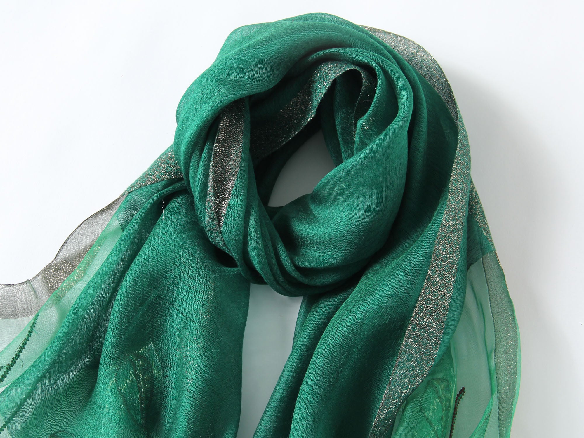 Jeelow poppy beaded scarf collection — black colorway laid flat
