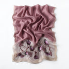 Jeelow mauve silk blend poppy beaded scarf — semi-sheer wrap for women