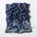 Jeelow poppy beaded scarf collection — navy colorway laid flat