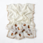 Jeelow gray silk blend poppy beaded scarf — semi-sheer wrap for women