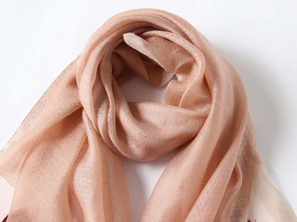 Jeelow Silk Blend Poppy Beaded Embroidered Scarf Wrap for Women