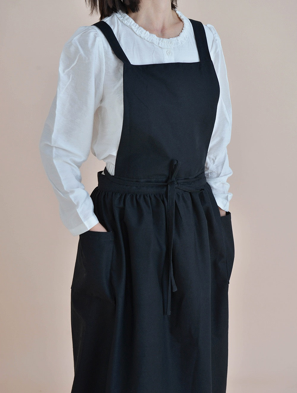 The 'Meadow' Water-Repellent Cotton Pinafore Apron | Japanese Cross-Back Dress Apron for Kitchen, Garden & Floral Work