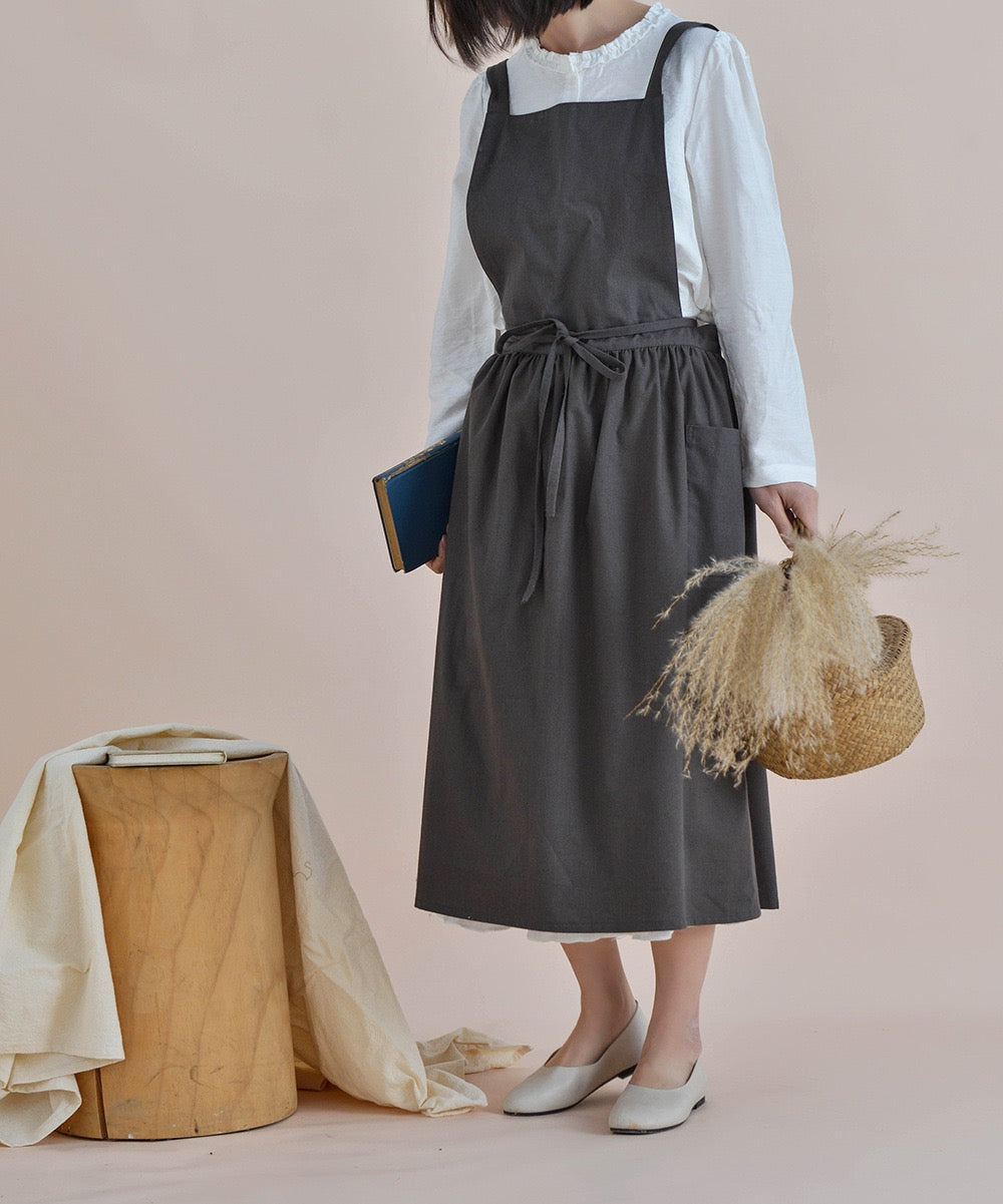 The 'Meadow' Water-Repellent Cotton Pinafore Apron | Japanese Cross-Back Dress Apron for Kitchen, Garden & Floral Work