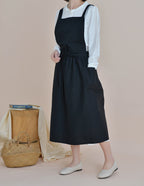 The 'Meadow' Water-Repellent Cotton Pinafore Apron | Japanese Cross-Back Dress Apron for Kitchen, Garden & Floral Work
