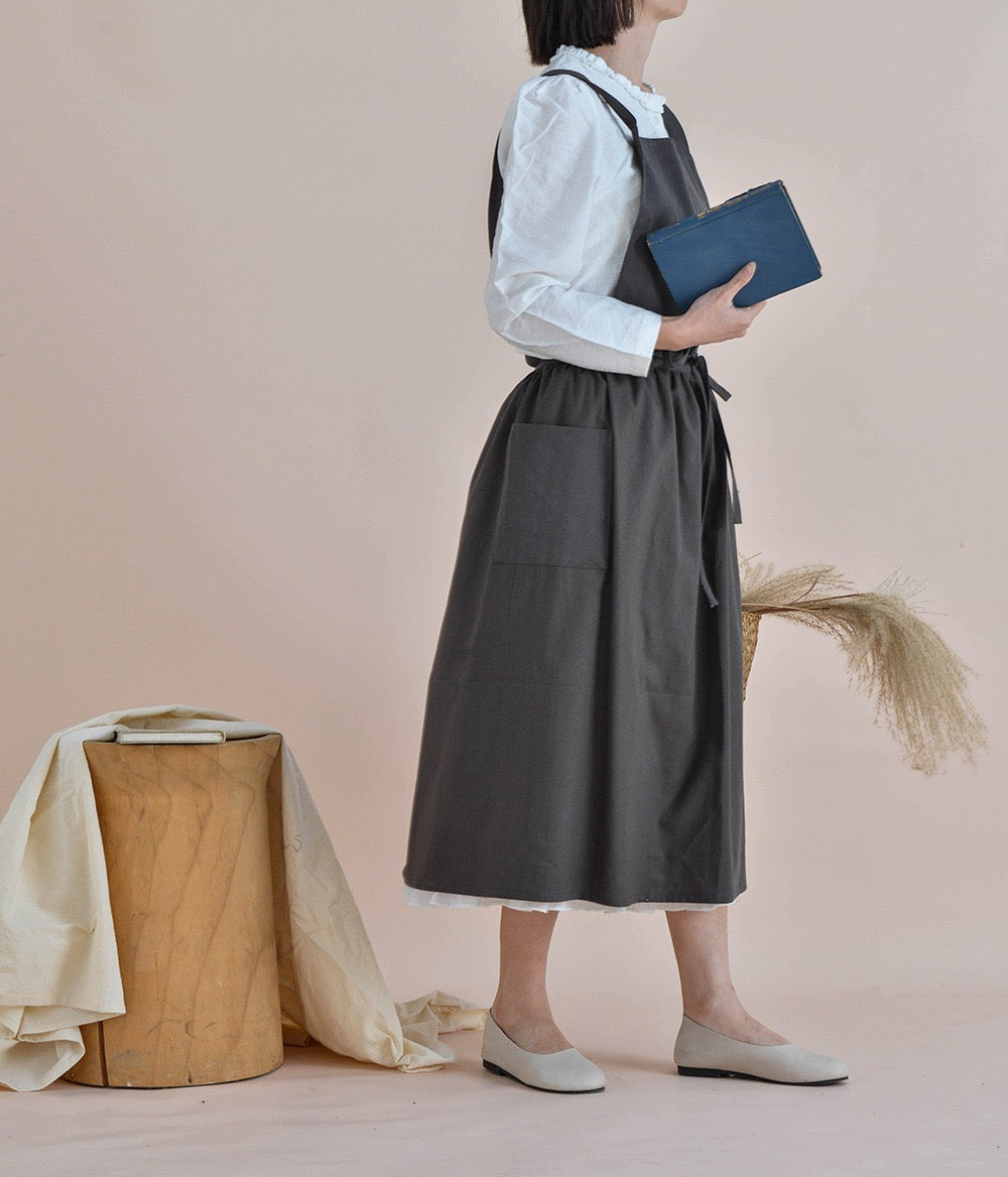 The 'Meadow' Water-Repellent Cotton Pinafore Apron | Japanese Cross-Back Dress Apron for Kitchen, Garden & Floral Work