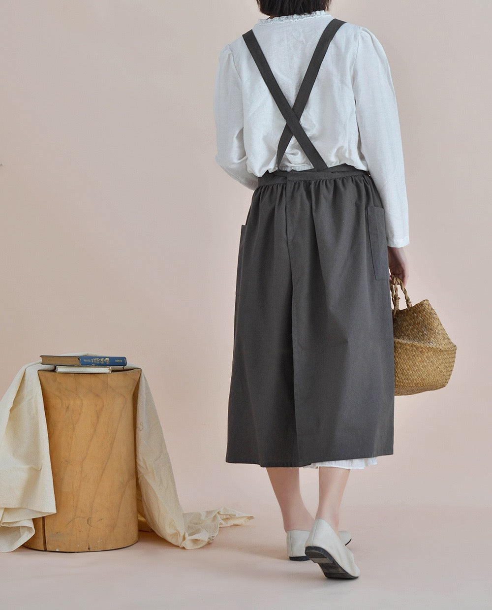 The 'Meadow' Water-Repellent Cotton Pinafore Apron | Japanese Cross-Back Dress Apron for Kitchen, Garden & Floral Work