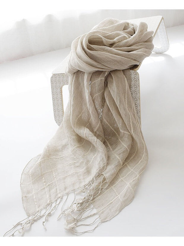 Jeelow Signature Linen Scarf - Stripes & Borders
