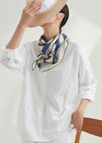 The Odyssey Triangle Silk Scarf (Nautical Blue & Cream)
