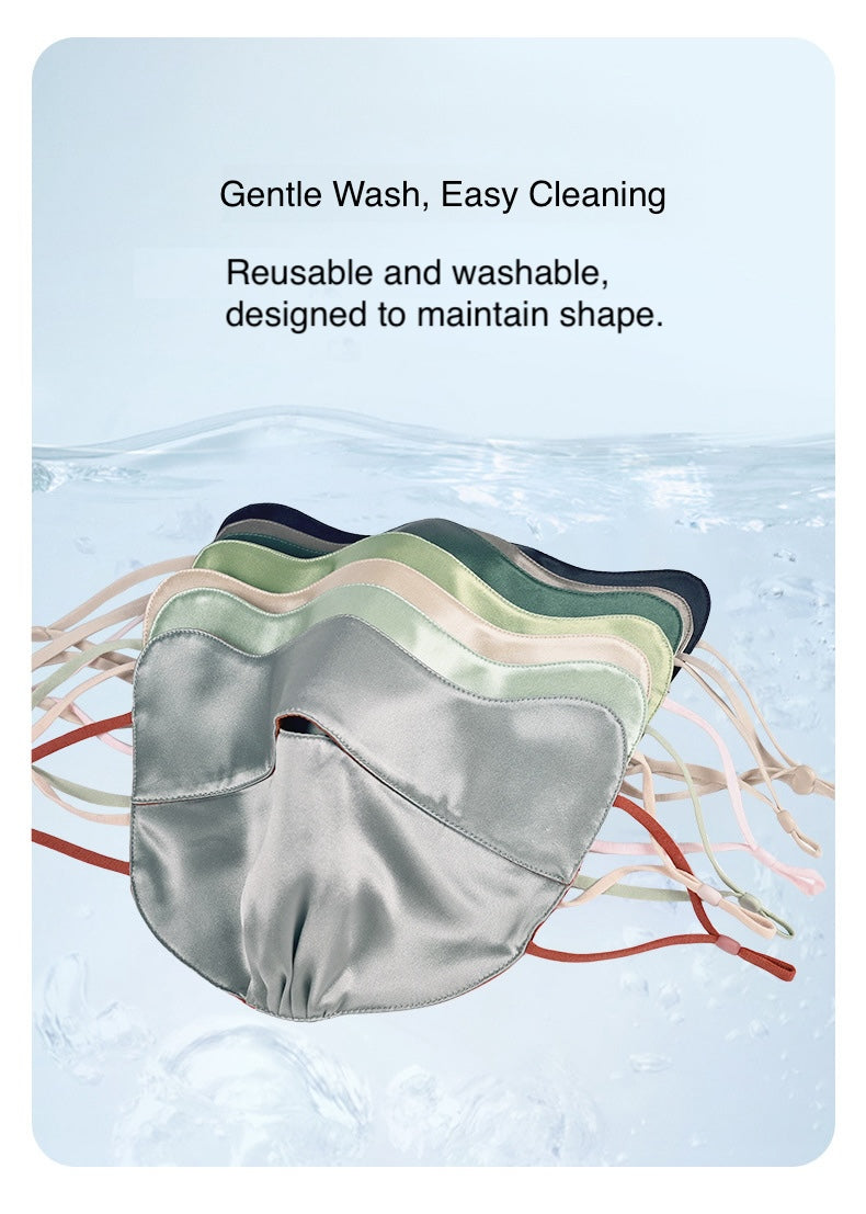 Jeelow 100% Mulberry Silk Face Cloth Mask Washable Reusable Breathable 22 Momme Double Layer Two Tone Adjustable Straps