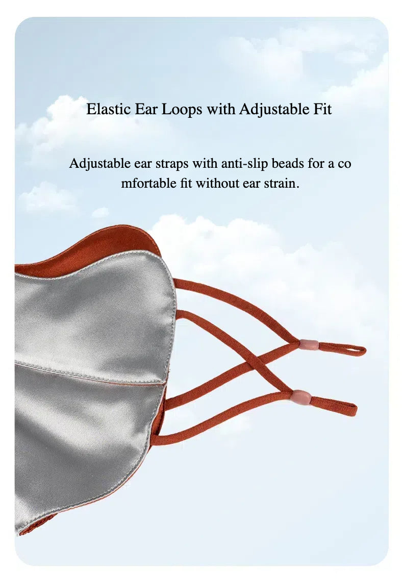 Jeelow 100% Mulberry Silk Face Cloth Mask Washable Reusable Breathable 22 Momme Double Layer Two Tone Adjustable Straps