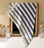 The Odyssey Triangle Silk Scarf (Nautical Blue & Cream)